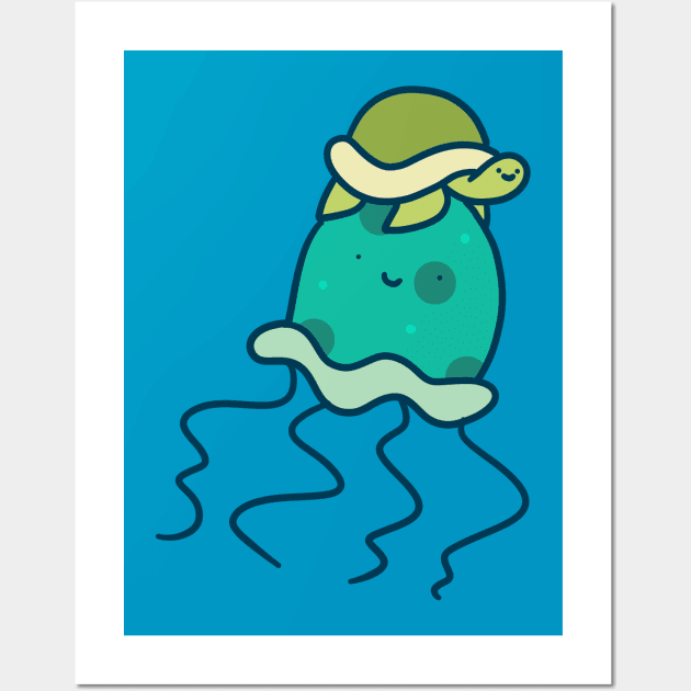 Turtle and Jellyfish Wall Art by saradaboru